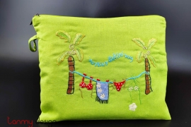 Wet laundry bag with coconut tree embroidery
